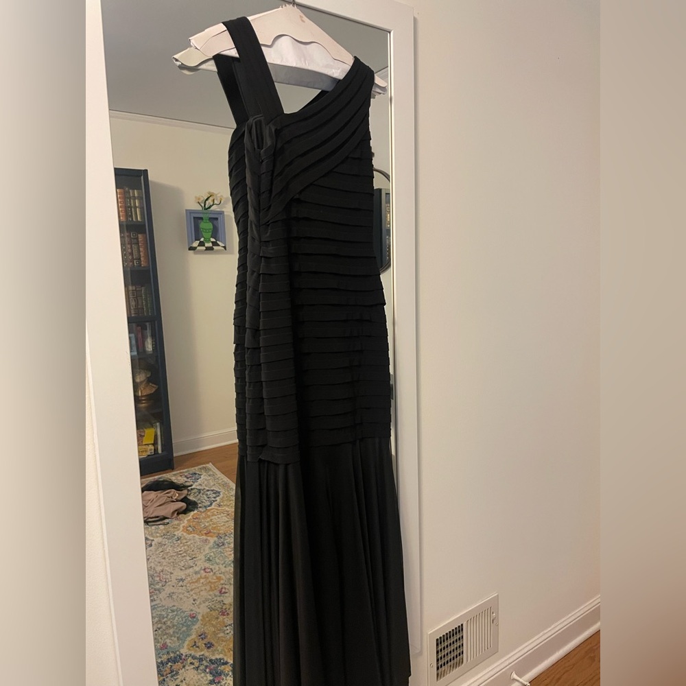 Xscape One Shoulder Black Dress